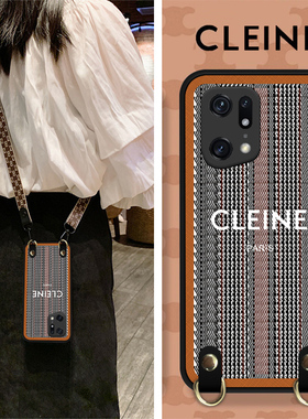 OPPO Findx9手机壳Findx8保护套FINDX5PRO外壳findx6男女Findx7Ultra高档潮牌Fx2时尚fx3斜挎挂绳款老花防摔