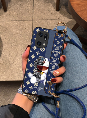 oppo Findx9手机壳Findx8pro保护套Findx5外壳findx6腕带款Findx7Ultra斜挎挂绳fx3皮质感FX2潮牌机械猫可爱