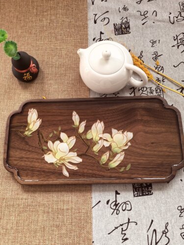 上唐掐丝珐琅白玉兰茶盘DIY
