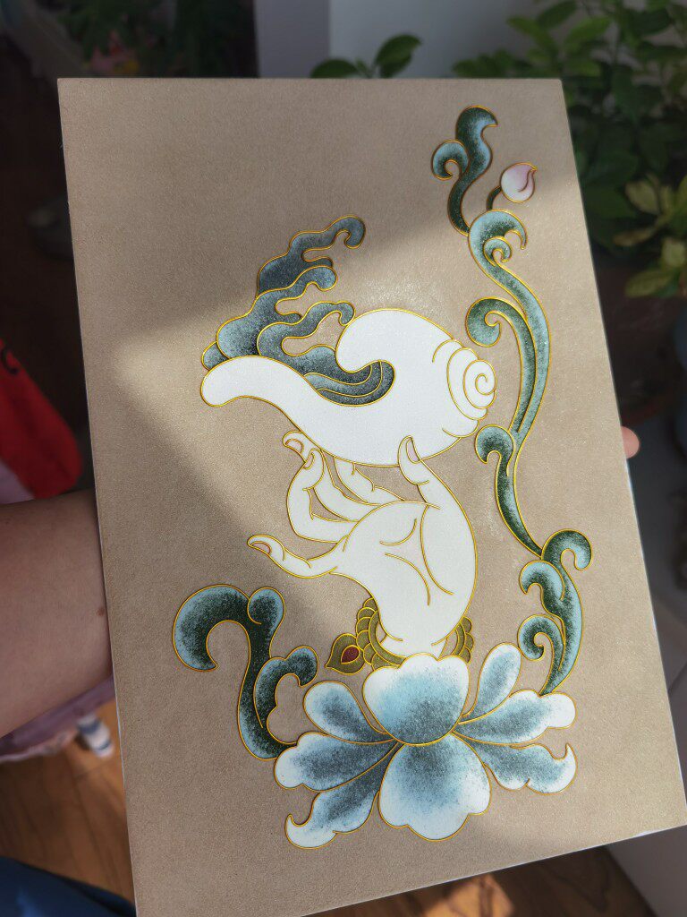 景泰蓝掐丝珐琅釉料材料包花开问佛4宝螺唐卡吉祥八宝diy套件