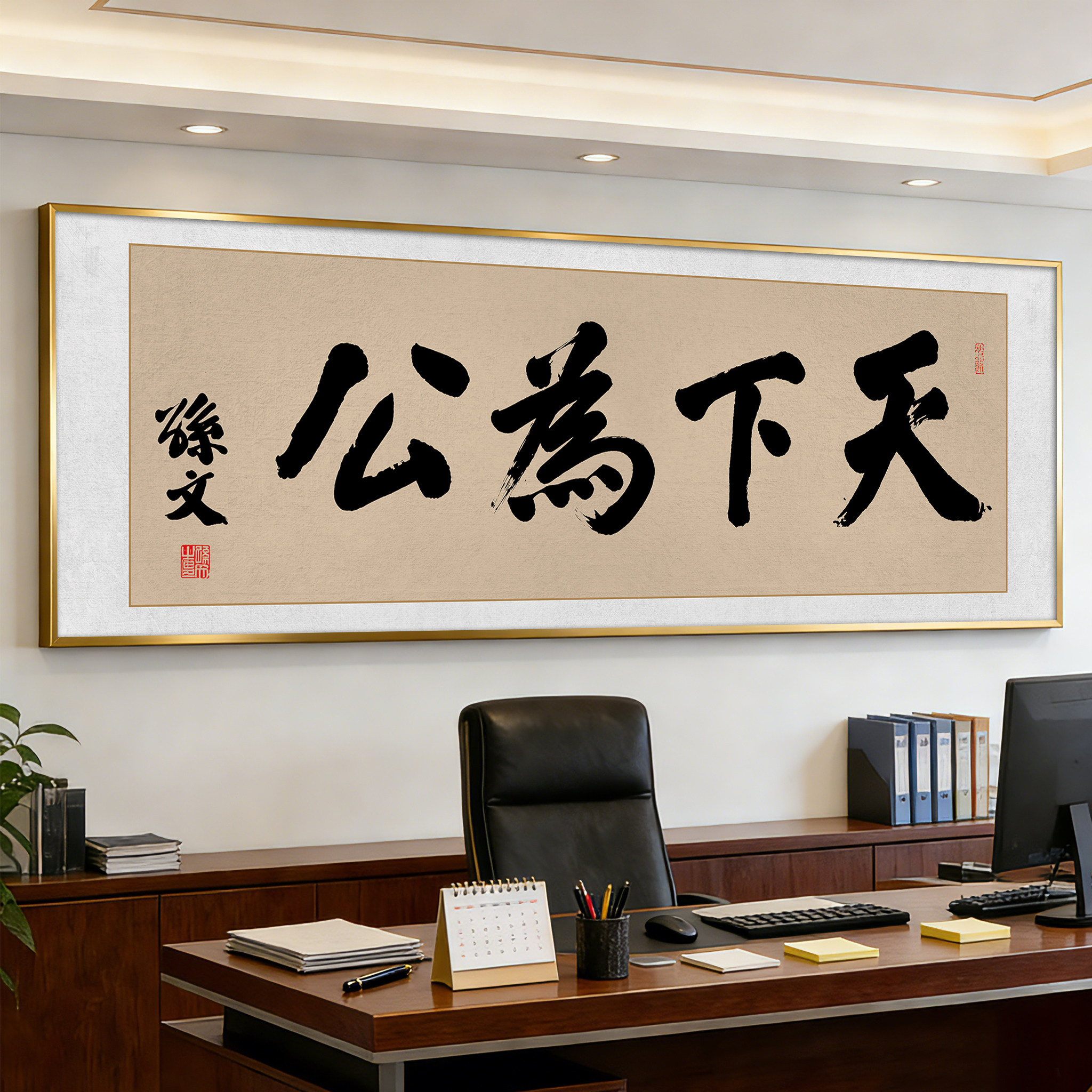 天下为公书法挂画孙文中山先生书房客厅办公室字画装饰画茶室牌匾