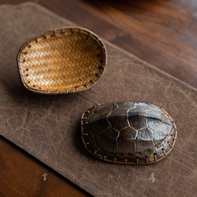 手工竹编大漆乌龟壳精致感茶则