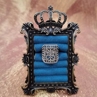 Vintage中古欧洲回流925银马克赛镂空戒指