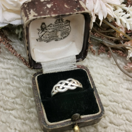 Vintage中古欧洲回流925银镂空编织戒指15号
