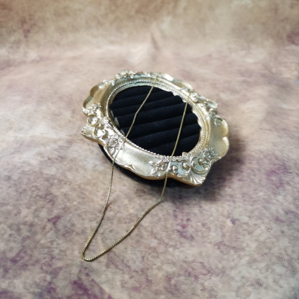 Vintage中古925银鎏金盒子项链42cm