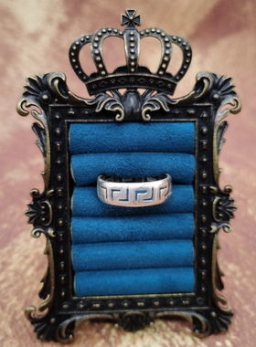 Vintage中古欧洲回流925银回字纹戒指23号（微瑕）