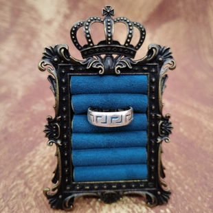 Vintage中古欧洲回流925银回字纹戒指23号（微瑕）