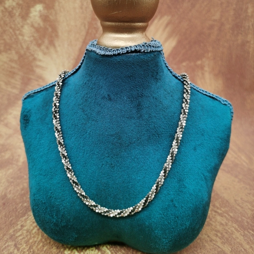 Vintage中古欧洲回流925银爆闪公主链项链45cm