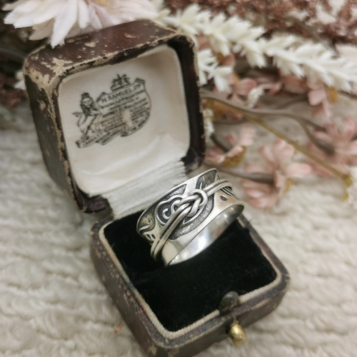 Vintage中古欧洲回流925银浮雕戒指19号