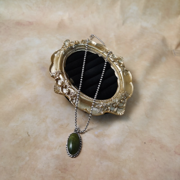 Vintage中古925银镶嵌绿松吊坠