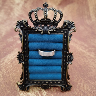 Vintage中古欧洲回流925银老手作捶打纹戒指17号