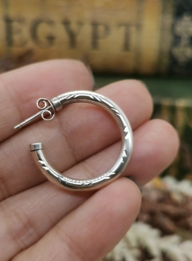 Vintage中古欧洲回流925银素银耳钉（单只）