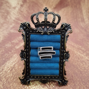 Vintage中古欧洲回流925银黑玛瑙戒指设计款17号