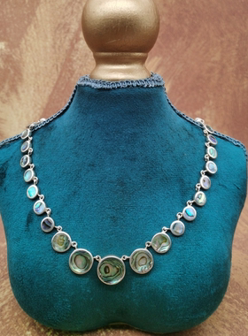 Vintage中古欧洲回流925银鲍鱼贝项链41cm