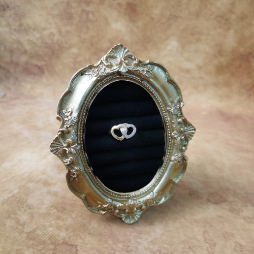 Vintage中古欧洲回流925银鎏金镂空爱心戒指15号