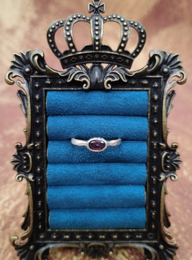 Vintage中古欧洲回流925银紫色锆石戒指15号