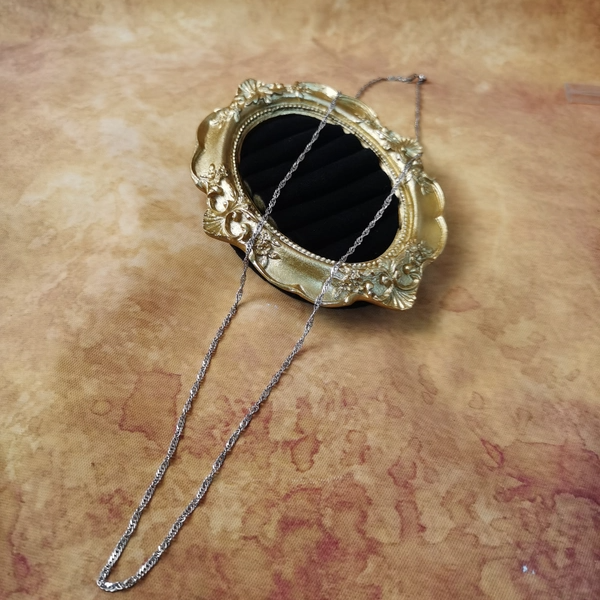 Vintage中古925银水波纹项链毛衣链59cm