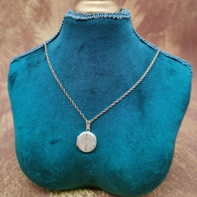 Vintage中古欧洲回流sterling老银圆形照片盒相片盒吊坠