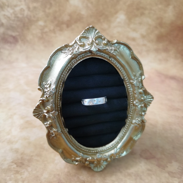 Vintage中古欧洲回流925银素银星星戒指14号