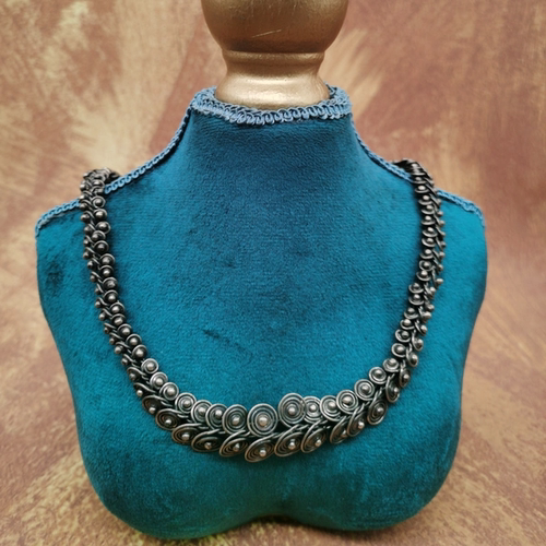 Vintage中古欧洲回流925银老手作项链46cm