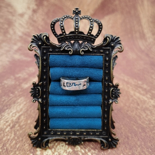 Vintage中古欧洲回流925银素银镂空戒指19号