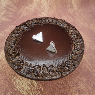 Vintage中古欧洲回流925银白贝三角耳夹