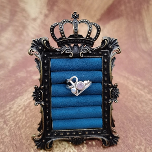 Vintage中古欧洲回流925银紫水晶戒指15号