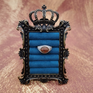 Vintage中古欧洲回流silver老银水草玛瑙戒指15号