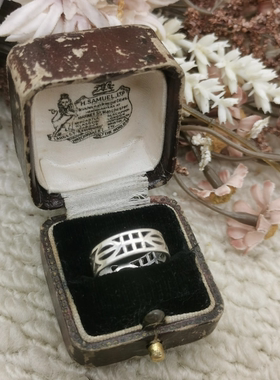 Vintage中古欧洲回流925银镂空雕刻戒指11号