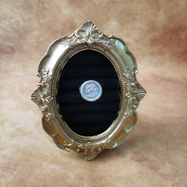 Vintage中古欧洲回流925银印章戒指13号