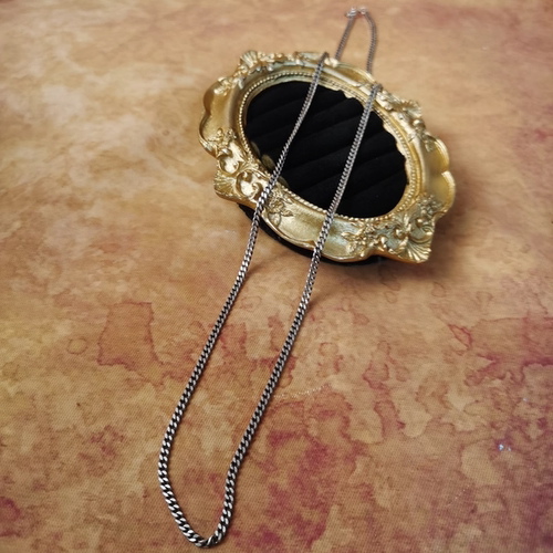 Vintage中古欧洲回流925银洗平链毛衣链项链60cm