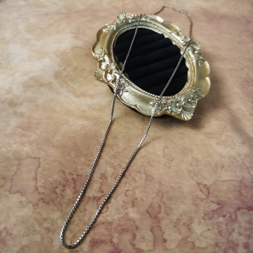 Vintage中古欧洲回流925银盒子链毛衣链项链59cm