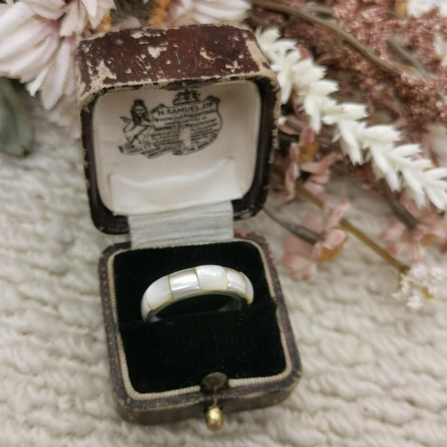 Vintage中古欧洲回流925银白贝戒指16号