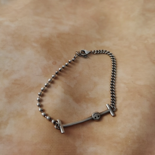 Vintage中古925银笑脸手链