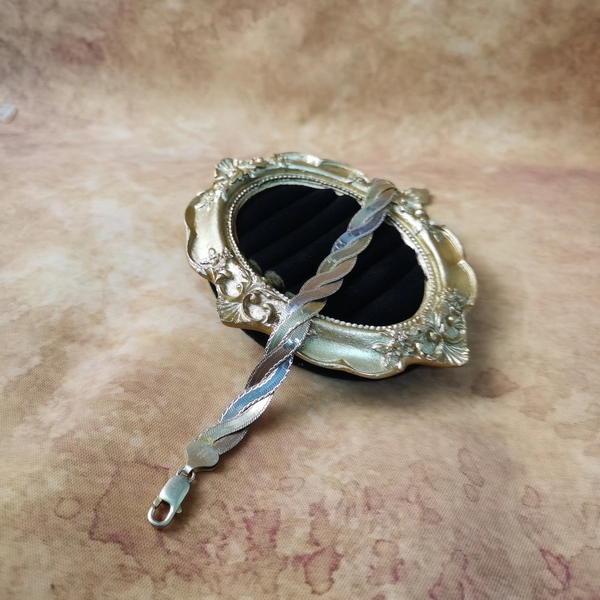 Vintage中古925银精工三色编织手链意大利Milor大全标19cm