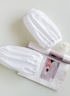 上班套袖女白色纯棉女短款办公室工作防脏医生白大褂护士全棉袖套