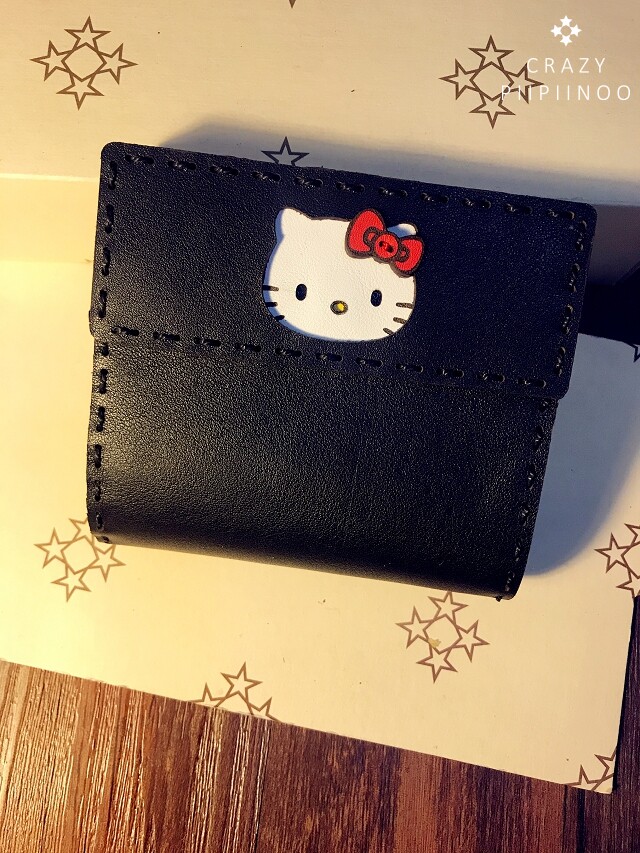 hello kittyy凯蒂猫手工牛皮真皮短款钱包卡包款式可以定制哦