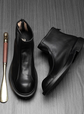 帕达索冬季加绒真皮切尔西靴英伦工装靴潮流皮靴高帮马丁靴221038