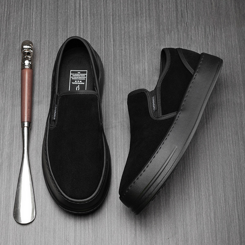 帕达索新款牛反绒布鞋厚底懒人鞋