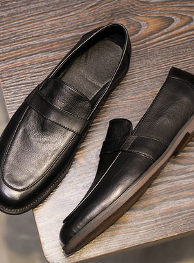 帕达索春季豆豆鞋男真皮透气百搭乐福鞋懒人一脚蹬休闲皮鞋220906