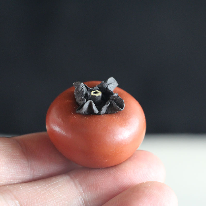 柿柿事事如意宜兴紫砂柿子茶宠摆件仿真手把小茶玩茶桌紫砂壶配件