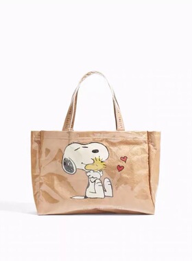 小红书同款史努比水洗TPU杜邦纸牛皮纸防水单肩手提袋女包购物袋