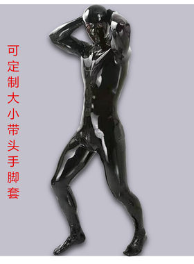 欧美新款乳胶衣紧身全包SM男仆装舞台情趣高弹连体衣紧身衣
