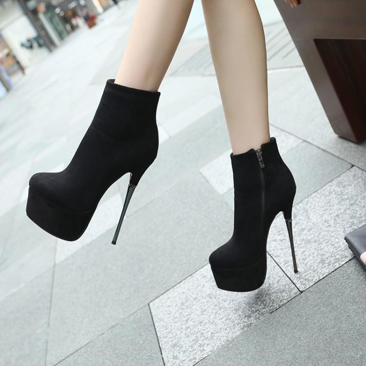 性感细跟恨天高春秋季防水台短靴
