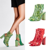 欧美风水钻方头鱼嘴侧拉链粗跟超高跟外贸新款 女 走秀凉鞋 时尚 大码