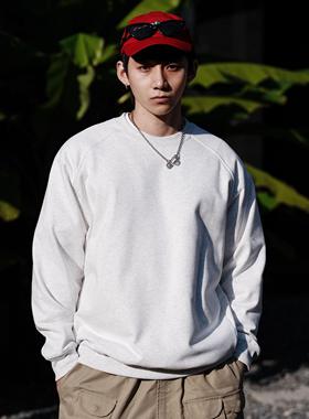 PrintsCrew 450克恒温暖皮插肩圆领卫衣毛圈宽松百搭纯色上衣男士