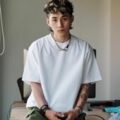 T恤重磅宽松纯棉半袖 PrintsCrew 320克日系小领口短袖 打底TEE男女