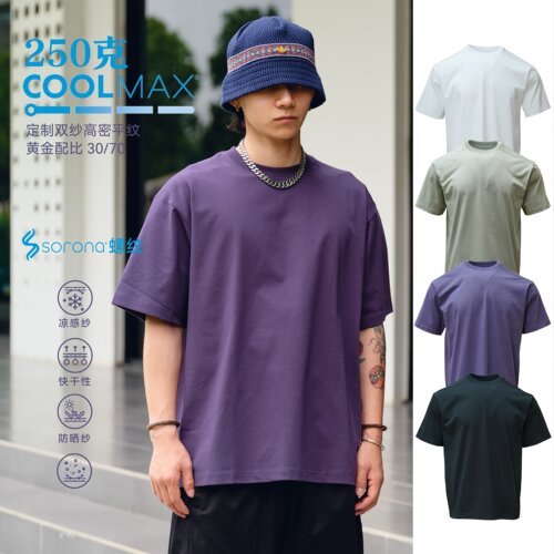COOLMAX速干圆领宽松短袖T恤男