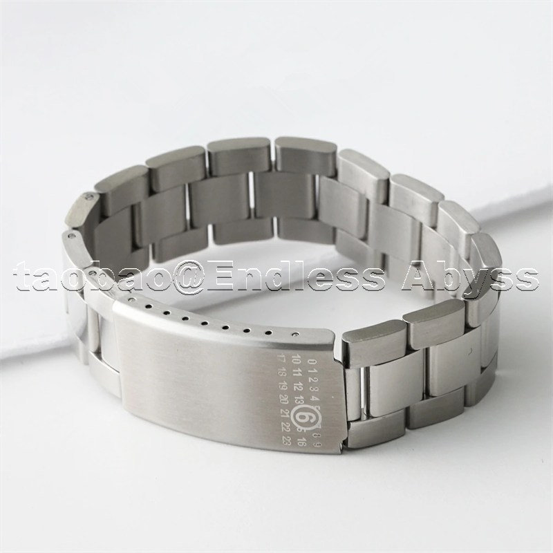 Endless Abyss 铭牌拼接表带手链数字logo钛钢MM手环情侣链式手镯