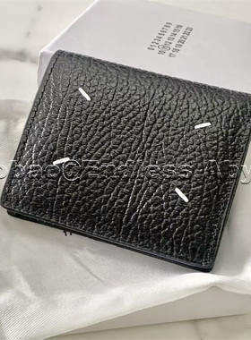 Endless Abyss 22ss黑色四角缝线真皮钱包经典对折钱夹卡包零钱包